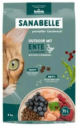 Produktbild von Sanabelle 2 x 8kg Outdoor mit Ente Katzentrockenfutter-Sparpaket