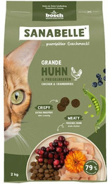Produktbild von Sanabelle 4 x 2kg Grande Huhn Katzentrockenfutter-Sparpaket