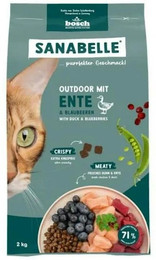 Produktbild von Sanabelle 4 x 2kg Outdoor mit Ente Katzentrockenfutter-Sparpaket
