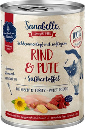 Produktbild von Sanabelle Adult Schlemmertopf 380g Katzennassfutter Sparpaket 12 x 380 Gramm Rind & Pute