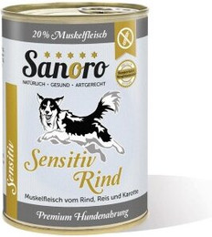 Produktbild von Sanoro Sensitiv Rind Menü mit Reis und Karotte - 12 x 400 g