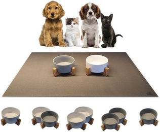 Produktbild von Sanozoo Napf aus Bambus & Keramik 2er Set Grau - 2 x 850 ml