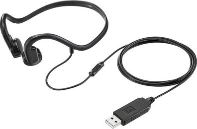 Produktbild von Sanwa Direct Knochenleitung Kabelgebunden USB mit Leichtem Kabel Länge Arbeit von Ohrhörern, die Ihre Ohren blockieren Ohrhörer, A, Mikrofon, 38g, 1,4m,