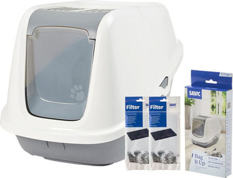 Produktbild von Savic Katzentoilette Nestor Starterset grau/weiß