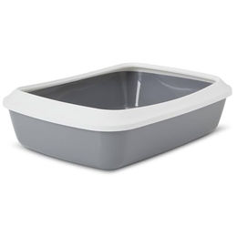 Produktbild von Schalentoilette Katzentoilette Katzenklo mit abnehmbarem Rand grau-weiss IRIZ