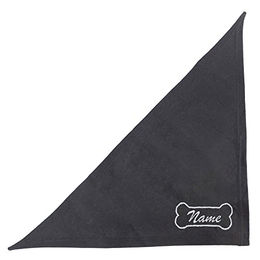Schecker Besticktes Hundehalstuch Dreieckstuch Motiv Knochen Schwarz 35 cm - 35 cm – Bild 1 von 4