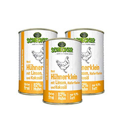Produktbild von Schecker Hundemenü Hühnerklein mit Linsen und Kokosöl - 3 x 410 g