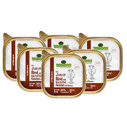 Produktbild von Schecker Hundemenü Junior Rind mit Kartoffel, Fenchel und Banane - 6 x 200 g