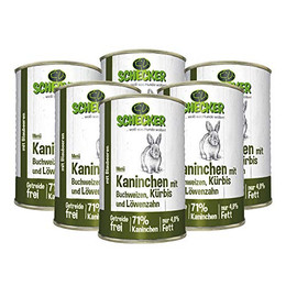 Produktbild von Schecker Hundemenü Kaninchen mit Buchweizen, Kürbis und Löwenzahn - 6 x 410 g