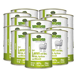 Produktbild von Schecker Hundemenü Lamm mit Reis, Birne, Aprikose und Olivenöl - 12 x 820 g