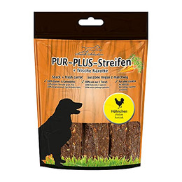 Produktbild von Schecker Hundesnack PUR Plus Streifen Hühnchen Karotte - 100 g