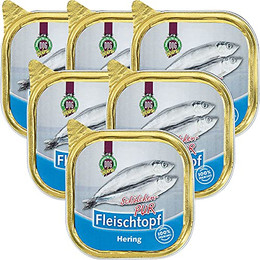 Produktbild von Schecker Nassfutter für Hunde 100% Hering Fleischtopf PUR - 6 x 200 g