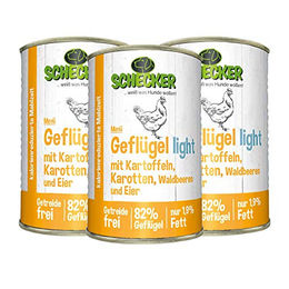 Schecker Nassfutter Hundemenü Geflügel Light mit Kartoffeln, Karotten, Waldbeeren & Ei - 3 x 410 g – Bild 1 von 4