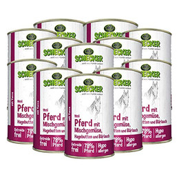 Produktbild von Schecker Nassfutter Hundemenü Pferd mit Mischgemüse - 12 x 410 g