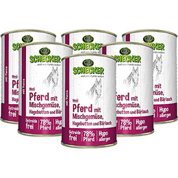 Produktbild von Schecker Nassfutter Hundemenü Pferd mit Mischgemüse - 6 x 410 g