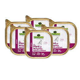 Produktbild von Schecker Nassfutter Hundemenü Pferd mit Mischgemüse - 6 x 200 g