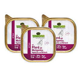 Produktbild von Schecker Nassfutter Hundemenü Pferd mit Mischgemüse - 3 x 200 g
