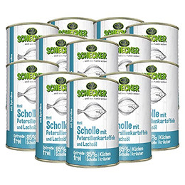 Produktbild von Schecker Nassfutter Hundemenü Scholle mit Lachsöl - 12 x 410 g