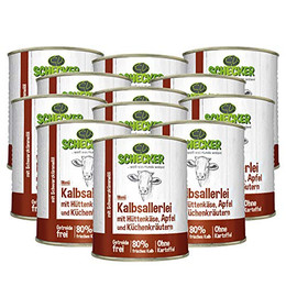 Produktbild von Schecker Nassfutter Hundemenü vom Kalb mit Hüttenkäse, Apfel und Kräutern - 12 x 820 g