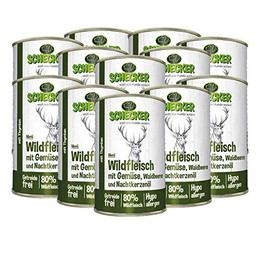 Produktbild von Schecker Nassfutter Hundemenü Wildfleisch mit Gemüse und Waldbeeren - 12 x 410 g