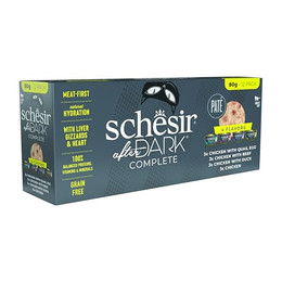 Produktbild von Schesir After Dark Complete Paté Mixpaket für ausgewachsene Katzen - 12 x 80 g