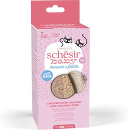 Produktbild von Schesir Baby Huhn mit Lachs und Hühnerleber - 36 x 55 g