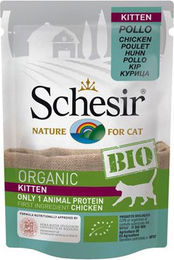 Schesir Bio Kitten Katzenfutter - Frischebeutel - Huhn - 16 x 85 g – Bild 1 von 4