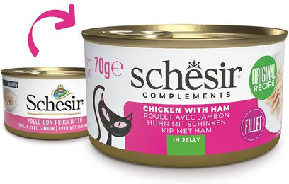 Produktbild von Schesir Cat Huhn mit Schinken in Jelly - 12 x 70 g