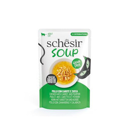 Produktbild von Schesir Cat Soup Huhn mit Karotten und Kürbis - 12 x 40 g