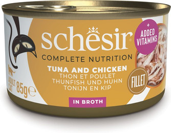 Produktbild von Schesir Complete Nutrition Filet in Brühe Thunfisch mit Huhn - 6 x 85 g
