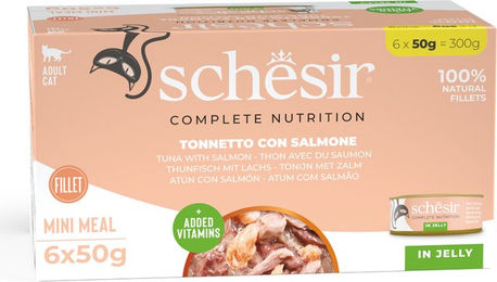Produktbild von Schesir Complete Nutrition Filet in Gelee 6 x 50 g - Thunfisch mit Lachs