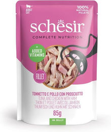 Produktbild von Schesir Frischebeutel 85g - Thunfisch, Huhn und Schinken