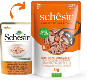 Produktbild von Schesir Frischebeutel Thunfisch, Huhn und Garnele - 20 x 85 g
