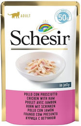 Produktbild von SCHESIR Huhn und Schinken Ergänzungsfuttermittel für Katzen 50 g