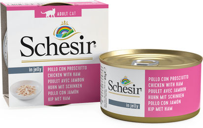 Produktbild von Schesir Hühnerfilet und Schinken in Jelly Katzenfutter - 85 g