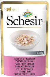 Produktbild von SCHESIR Jelly Adult Chicken Fillets&amp;Ham 85g Hühnerfilets mit Schinken in Gelee