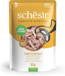 Produktbild von Schesir Jelly Pouch 6 x 85 g - Thunfisch und Huhn
