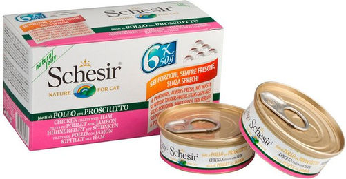 Produktbild von Schesir Multipack Jelly Hühnerfilet und Schinken - 6 x 50 g