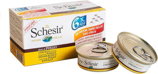 Produktbild von Schesir Multipack Natural Hühnerfilet Katzenfutter - 6 x 50 g