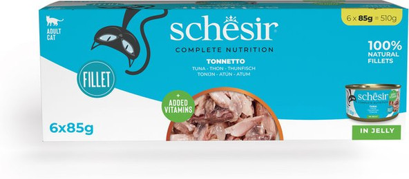 Produktbild von Schesir Nassfutter für ausgewachsene Katzen mit Thunfisch in Gelee - 6 x 85 g