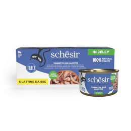 Produktbild von Schesir Nassfutter für erwachsene Katzen Thunfisch mit weißem Fisch in Gelee - 6 x 85 g