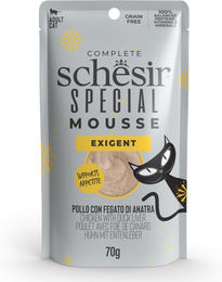 Produktbild von Schesir Special Exigent Katzenfutter mit Huhn und Entenleber - 12 x 70 g