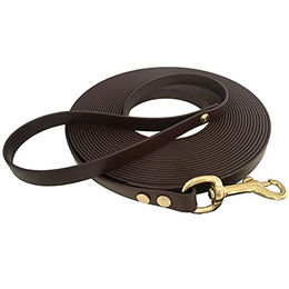 Schleppleine 9mm aus Beta BioThane® 5 Meter Dunkelbraun mit Handschlaufe und Messingkarabiner - 5 m – Bild 1 von 6