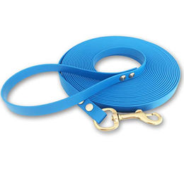Schleppleine 9mm aus Beta BioThane® 5 Meter Hellblau mit Handschlaufe und Messingkarabiner - 5 m – Bild 1 von 6