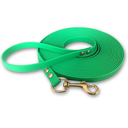 Schleppleine 9mm aus Beta BioThane® 5 Meter in Neogrün mit Handschlaufe und Messingkarabiner - 5 m – Bild 1 von 6