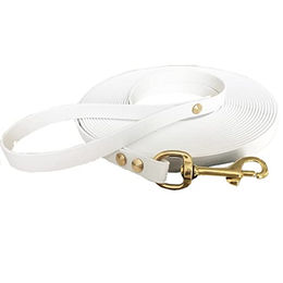 Schleppleine 9mm aus Beta BioThane® 5 Meter Weiß mit Handschlaufe und Messingkarabiner - 5 m – Bild 1 von 6