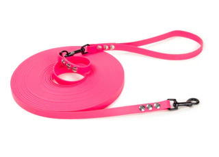 Produktbild von Schleppleine Super Flex Pink-Schwarz 5m mit abnehmbarer Handschlaufe - 5 m