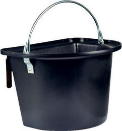 Schwarzer Futtertrog für Rinder mit Henkel und Aufhängehaken Horizont – Bild 1 von 2