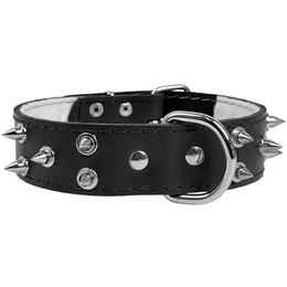 Produktbild von Schwarzes Lederhalsband mit Stacheln 40mm/67cm