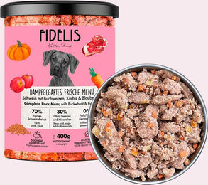 Produktbild von Schwein mit Buchweizen, Kürbis und Blaubeeren (400g, im Glas)